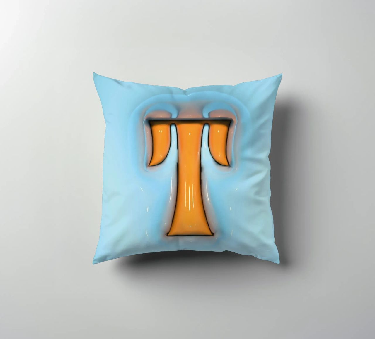 Bubblegum Inflate Initials T Blue decorative cushion by Malou-Studio