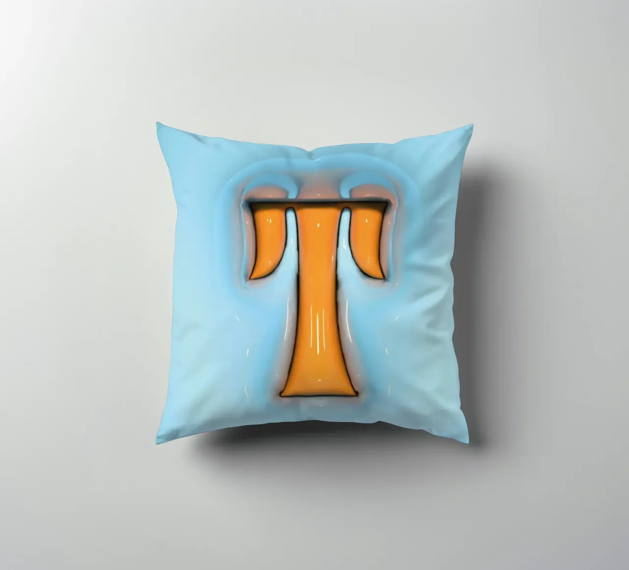 Bubblegum Inflate Initials T Blue decorative cushion by Malou-Studio