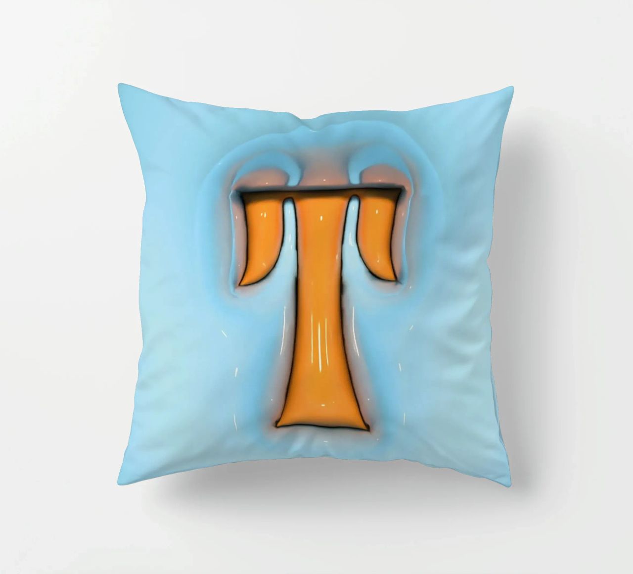Bubblegum Inflate Initials T Blue decorative cushion by Malou-Studio