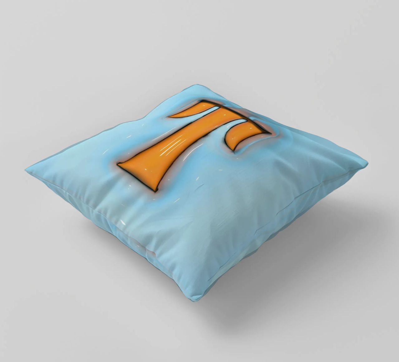 Bubblegum Inflate Initials T Blue decorative cushion by Malou-Studio