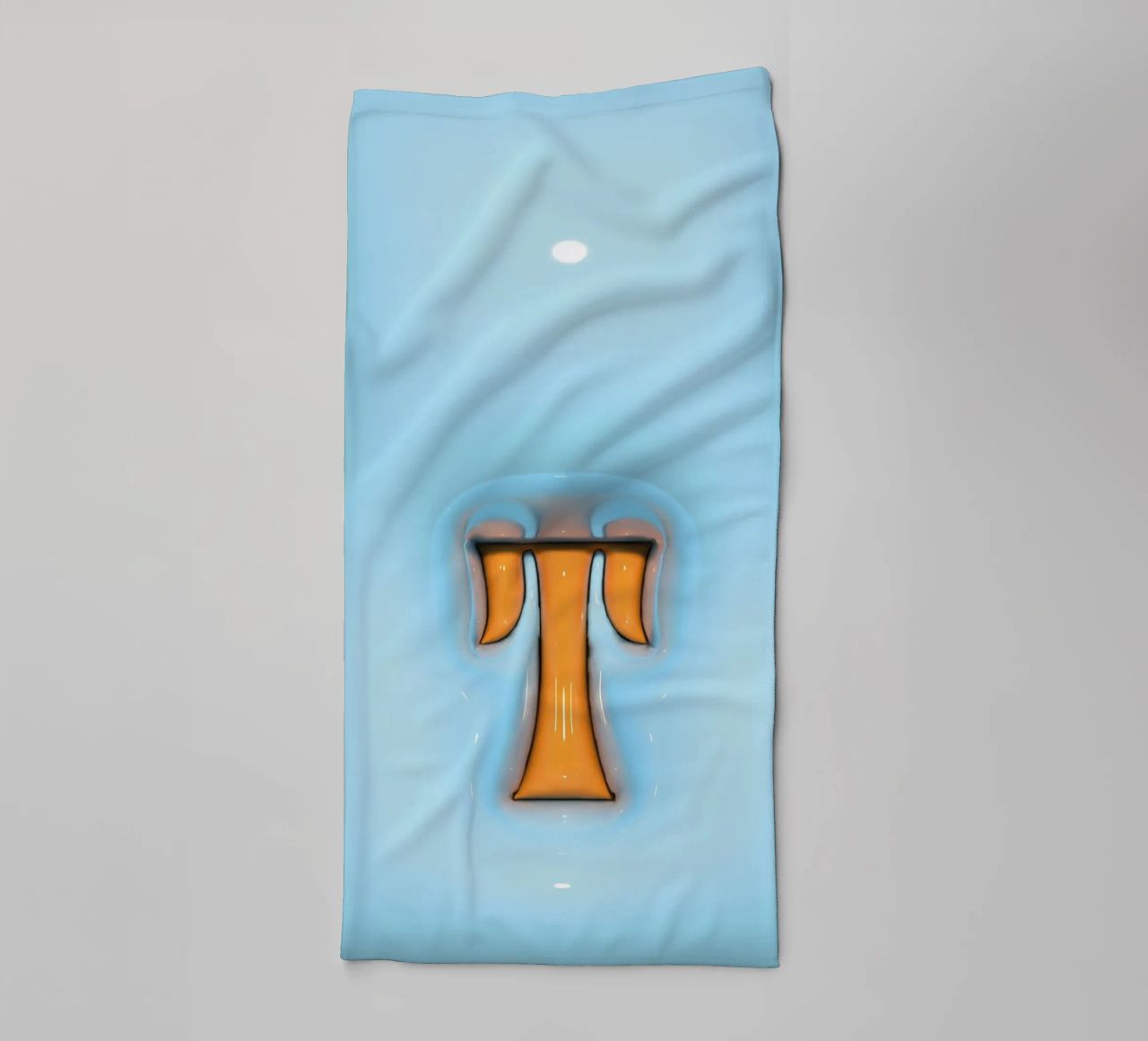 Bubblegum Inflate Initials T Blue towel by Malou-Studio