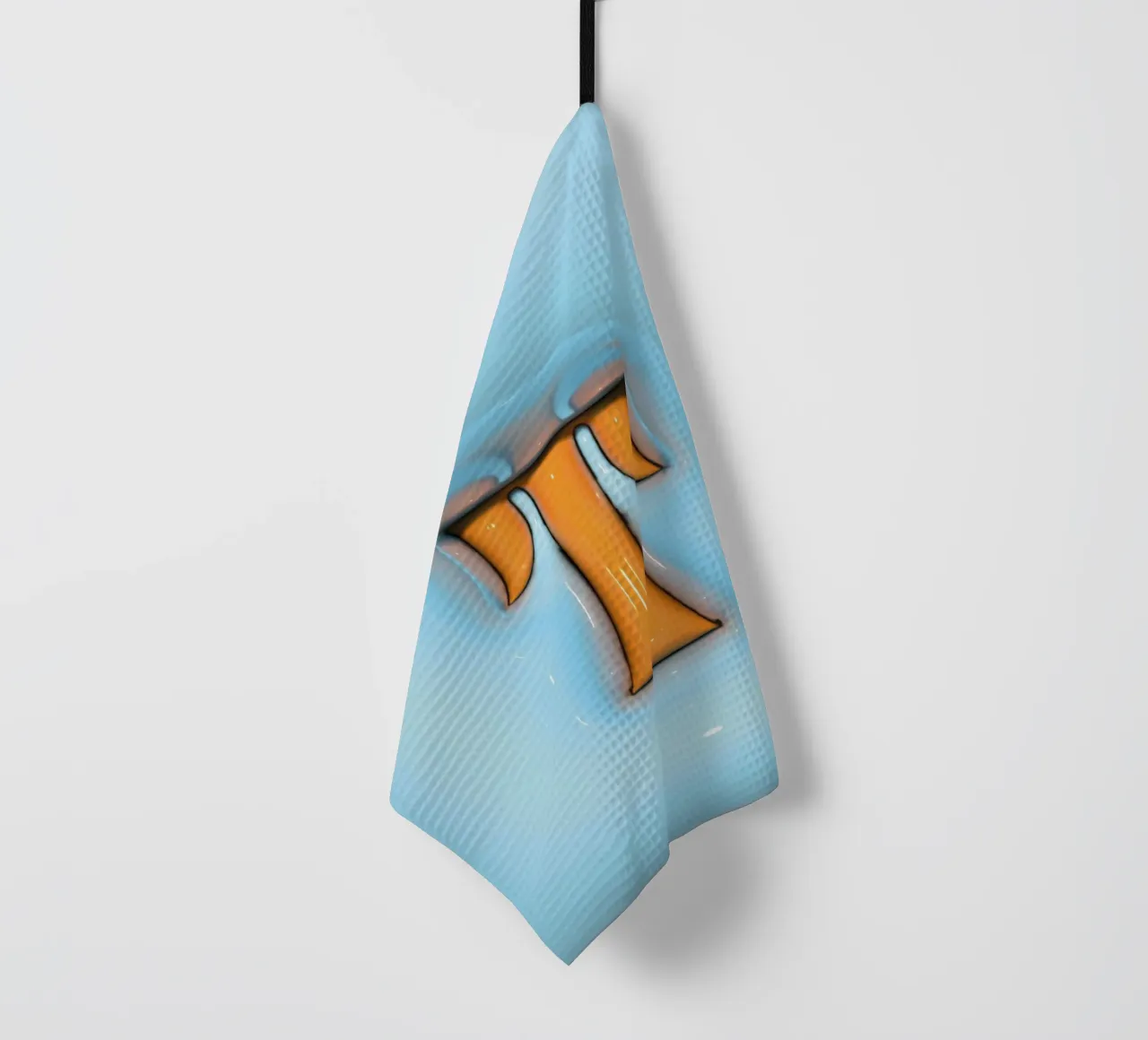 Bubblegum Inflate Initials T Blue tea towel by Malou-Studio