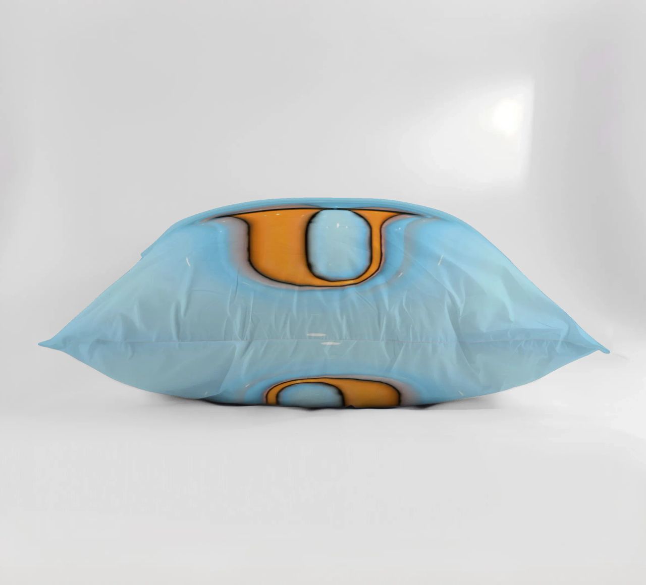 Bubblegum Inflate Initials U Blue decorative cushion by Malou-Studio