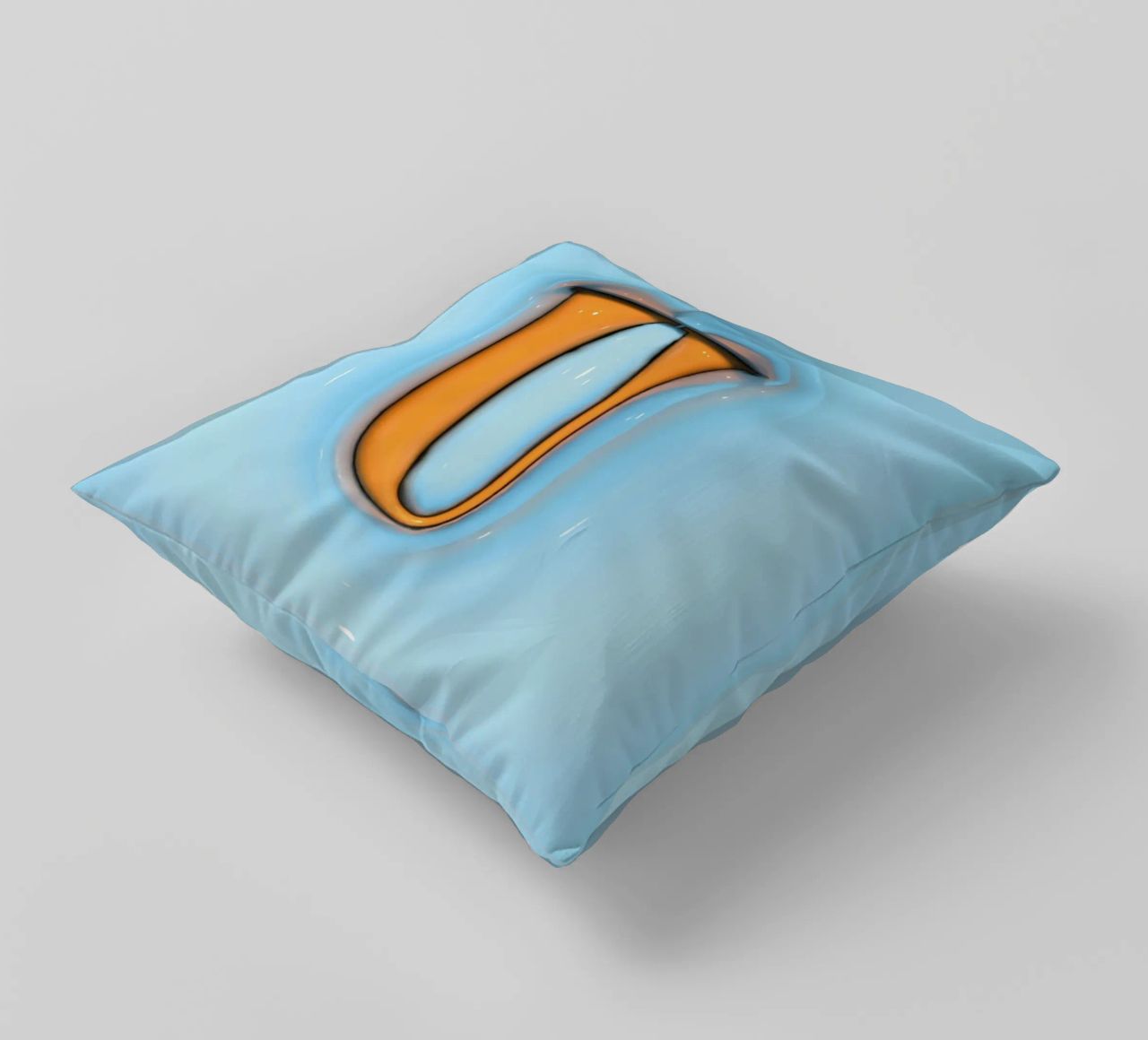Bubblegum Inflate Initials U Blue decorative cushion by Malou-Studio
