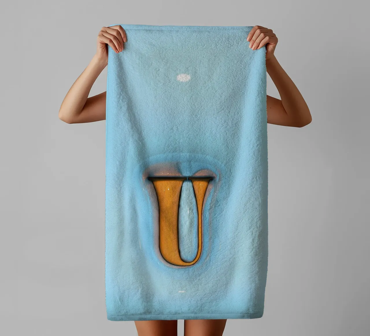 Bubblegum Inflate Initials U Blue serviette de bain de Malou-Studio