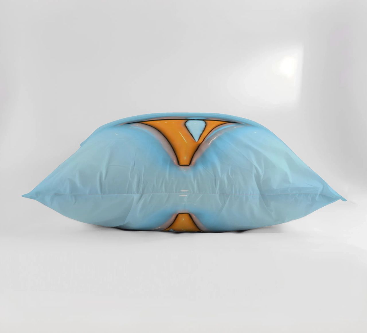 Bubblegum Inflate Initials V Blue decorative cushion by Malou-Studio