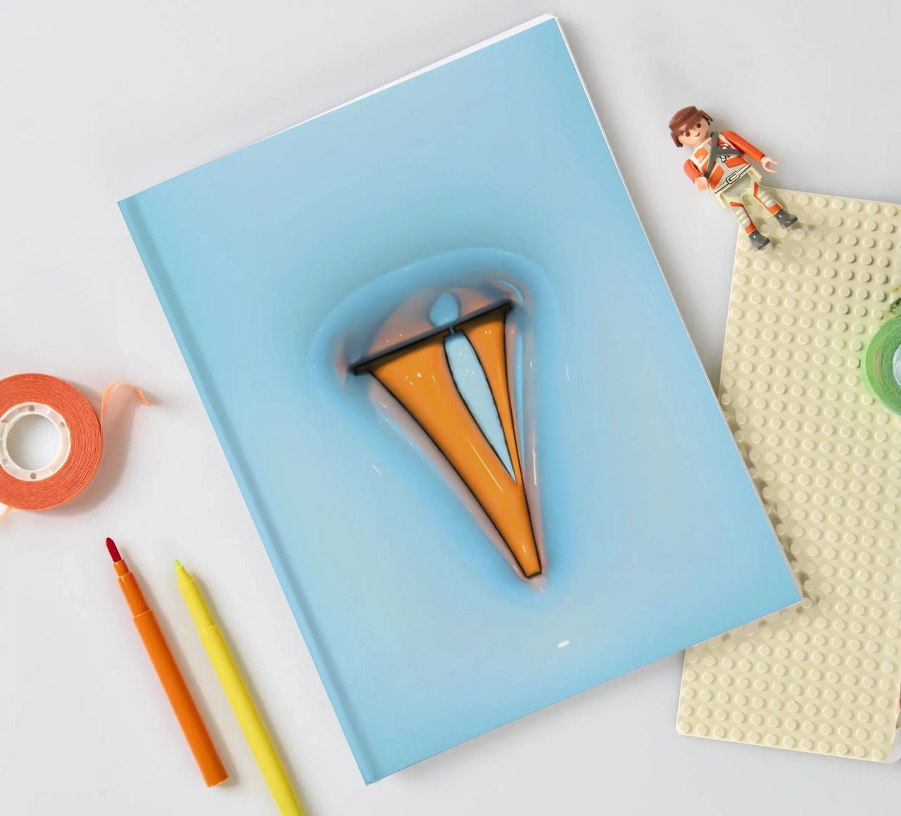 Bubblegum Inflate Initials V Blue notebook by Malou-Studio