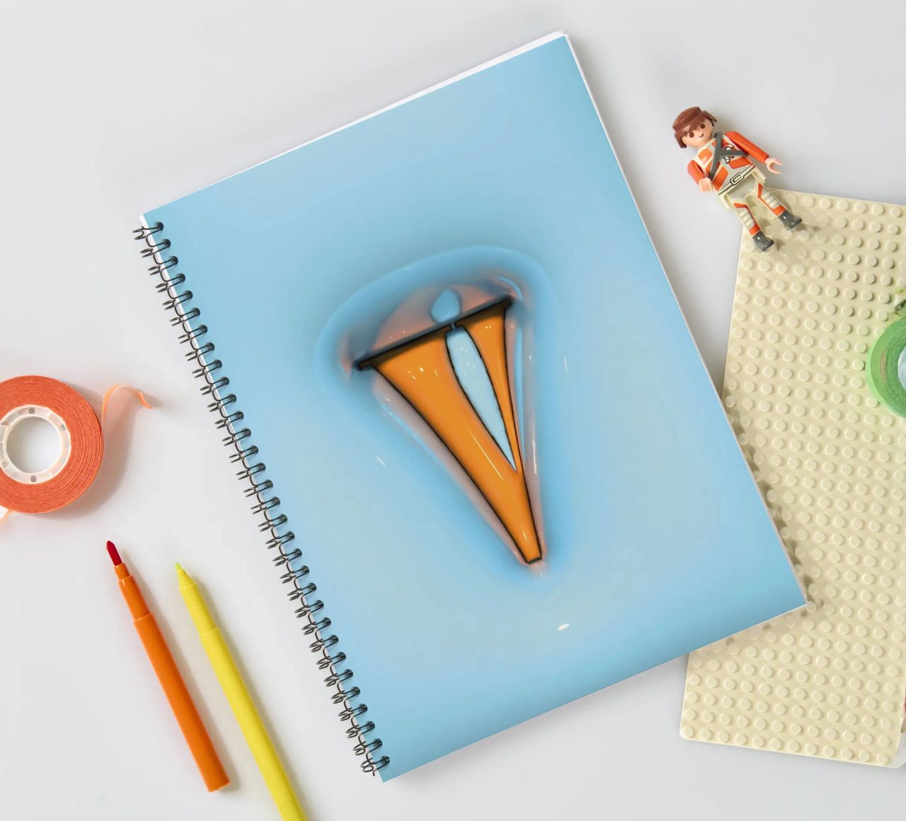 Bubblegum Inflate Initials V Blue spiral notebook by Malou-Studio