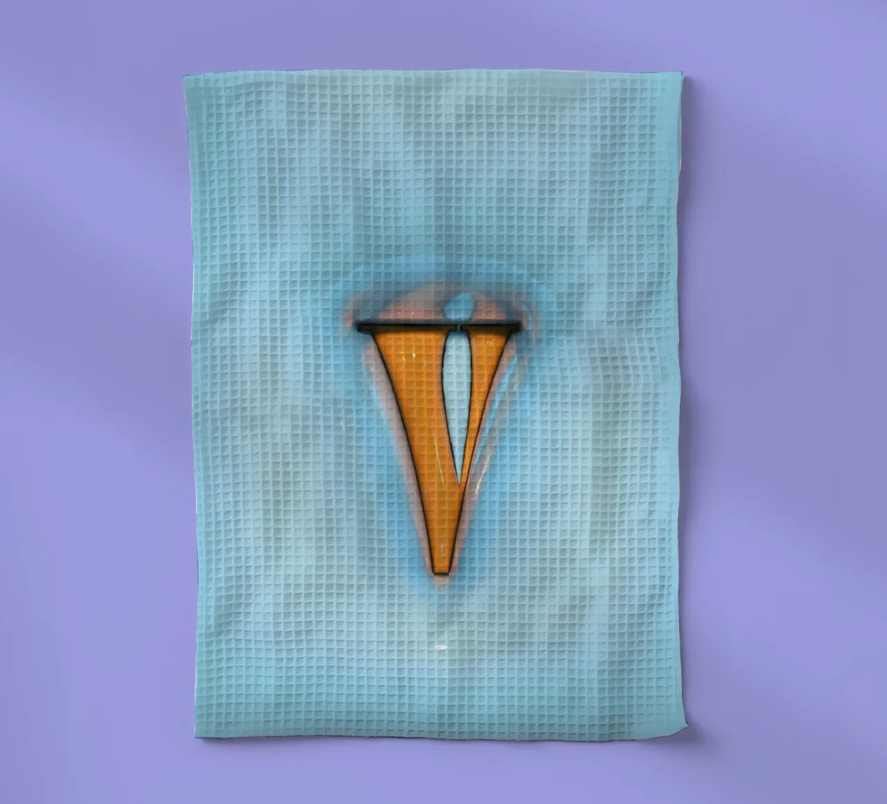 Bubblegum Opblaas-Initialen V Blauw theedoek van Malou-Studio