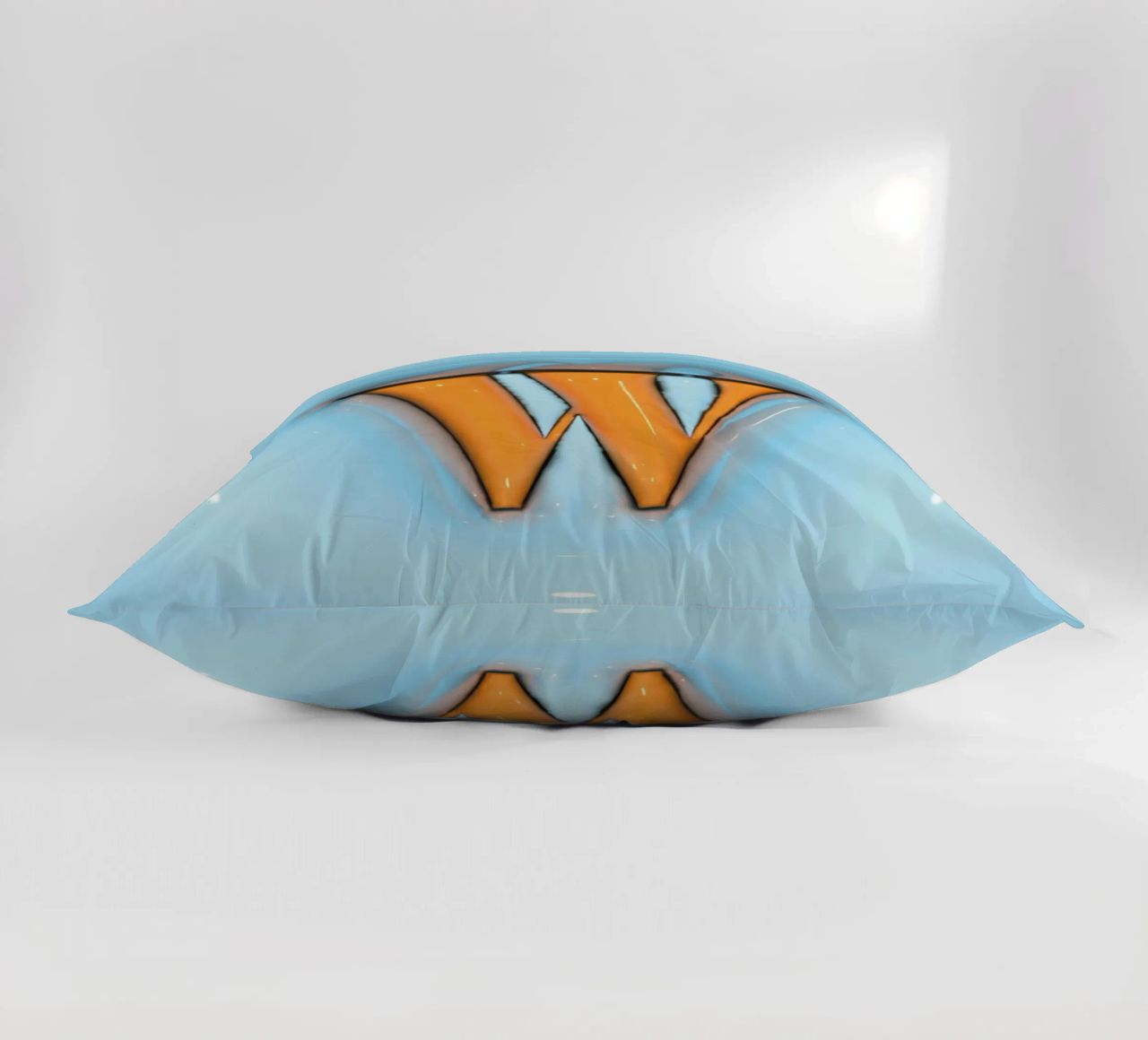 Bubblegum Inflate Initials W Blue decorative cushion by Malou-Studio