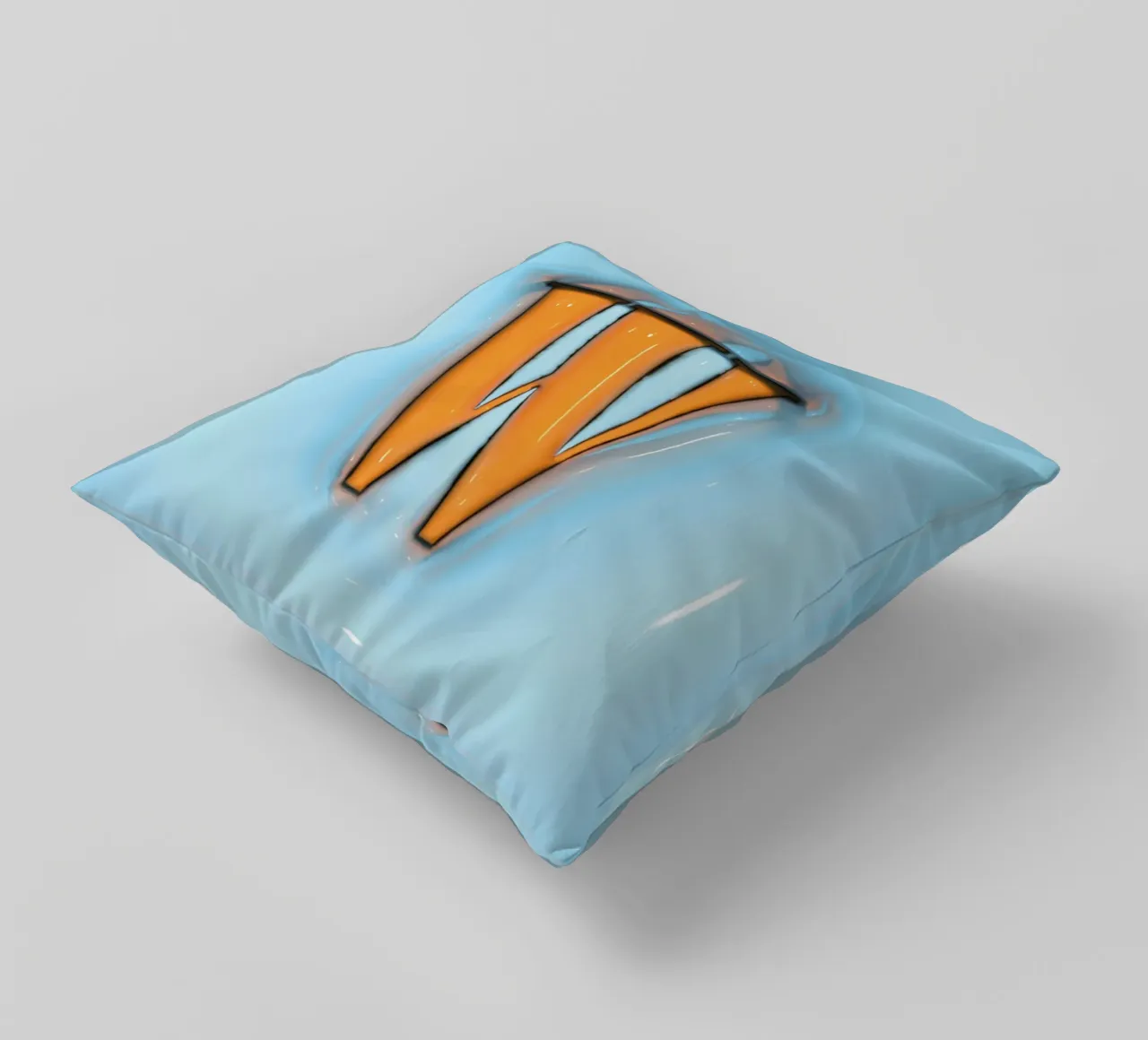 Bubblegum Inflate Initials W Blue decorative cushion by Malou-Studio