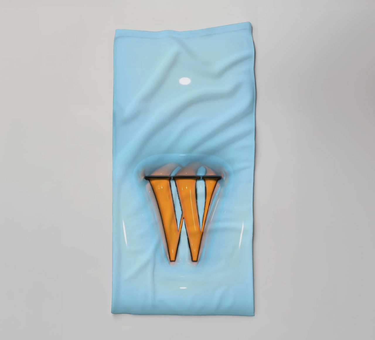 Bubblegum Inflate Initials W Blue towel by Malou-Studio