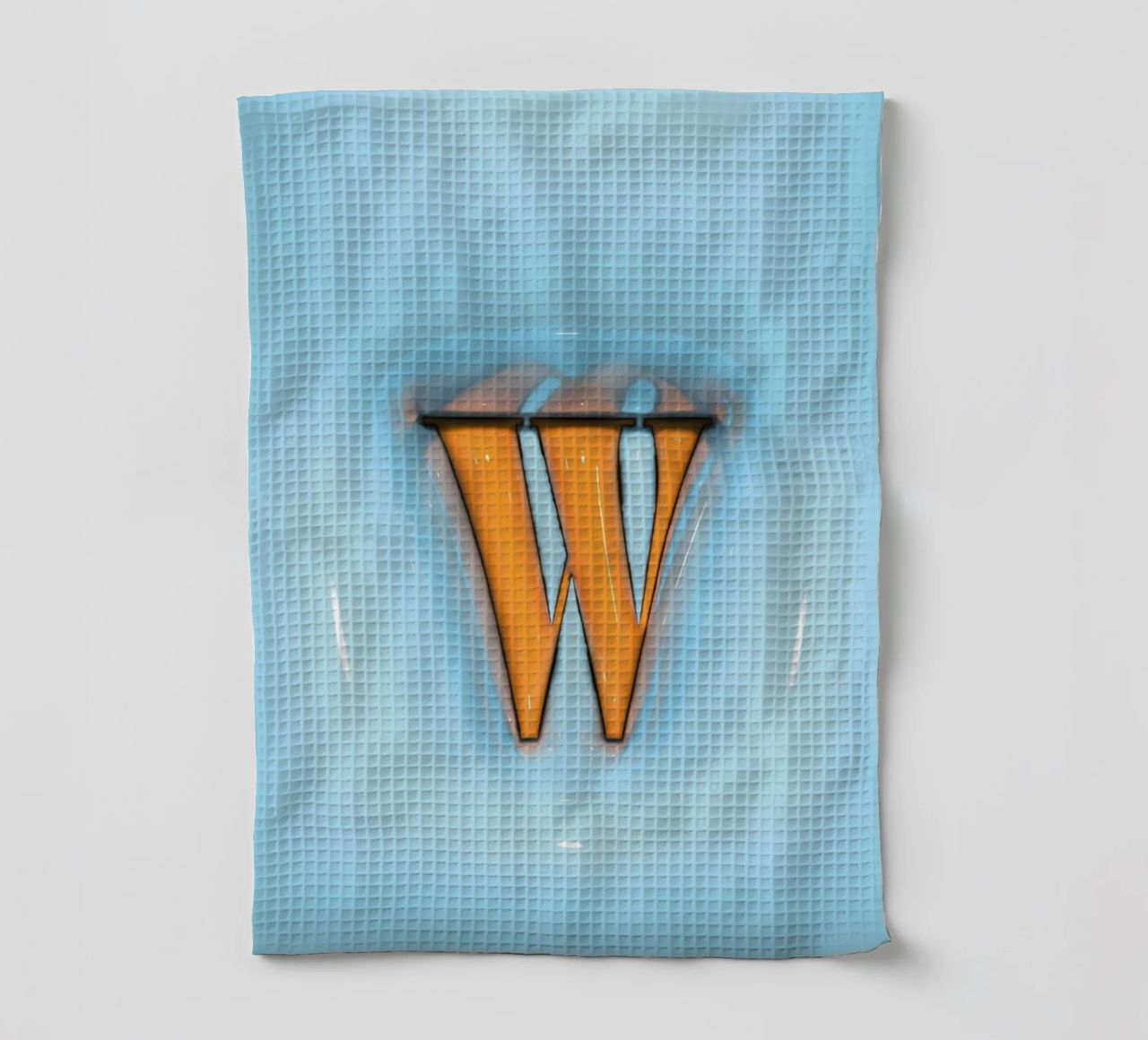 Bubblegum Inflate Initials W Blue tea towel by Malou-Studio