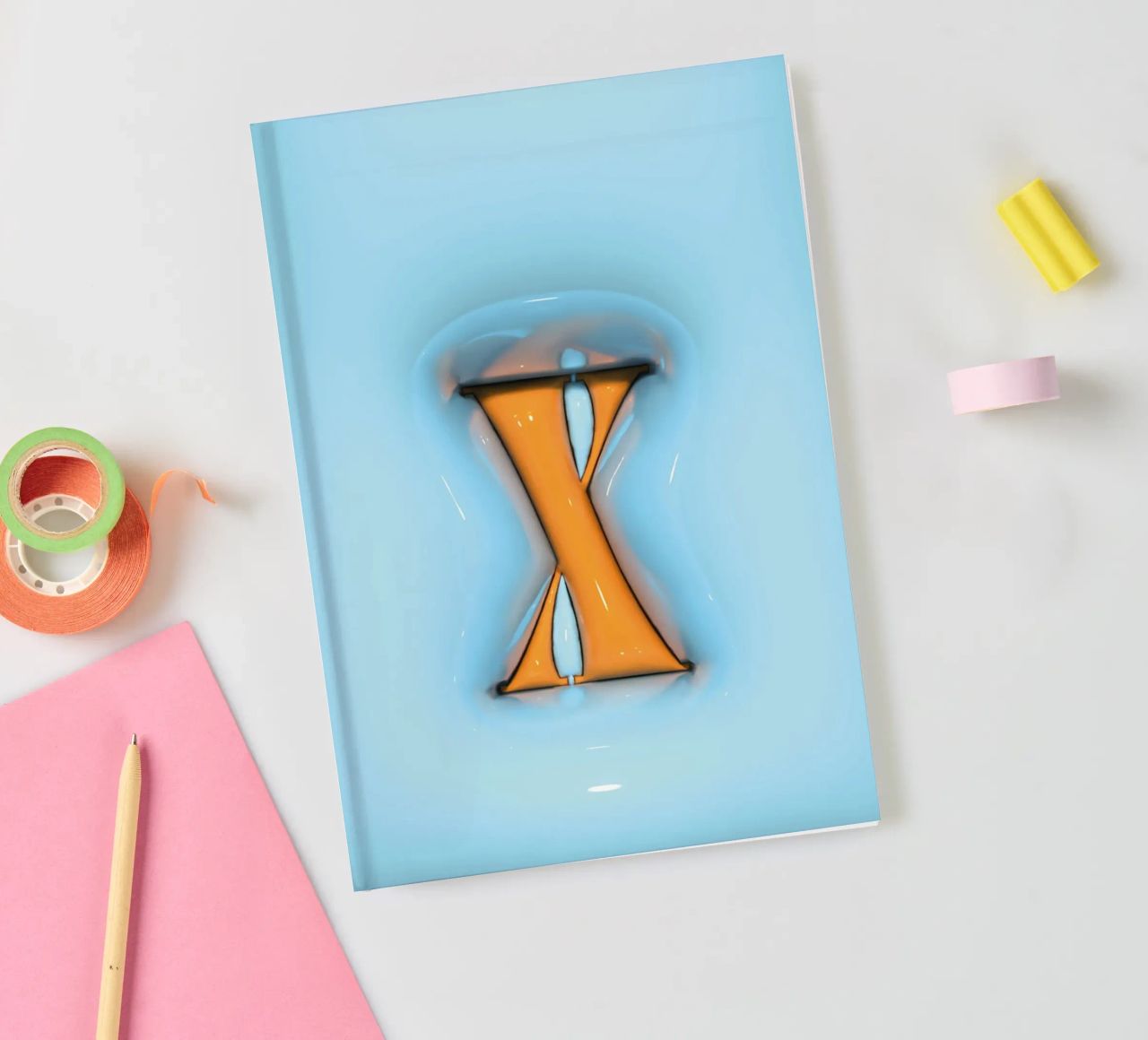 Bubblegum Inflate Initials X Blue notebook by Malou-Studio
