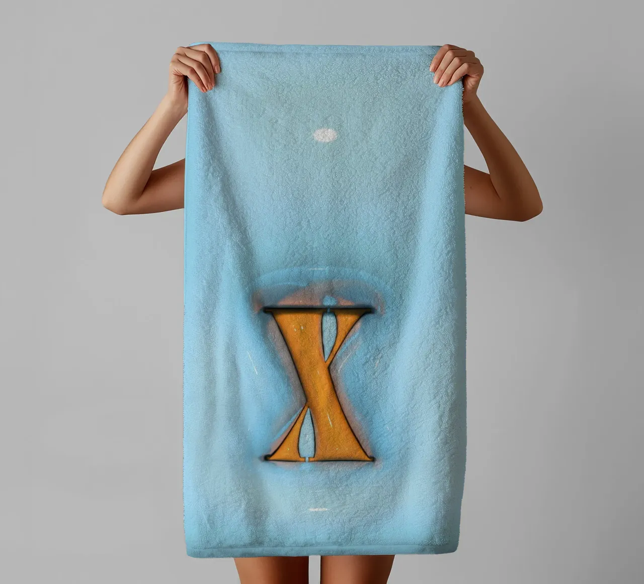 Bubblegum Inflate Initialen X Blau Handtuch von Malou-Studio