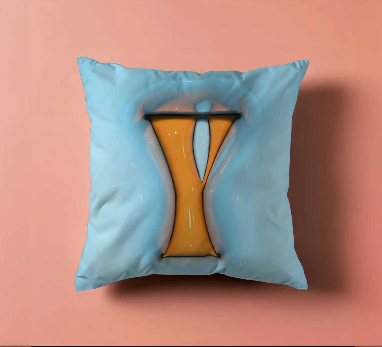 Bubblegum Inflate Initials Y Blue decorative cushion by Malou-Studio