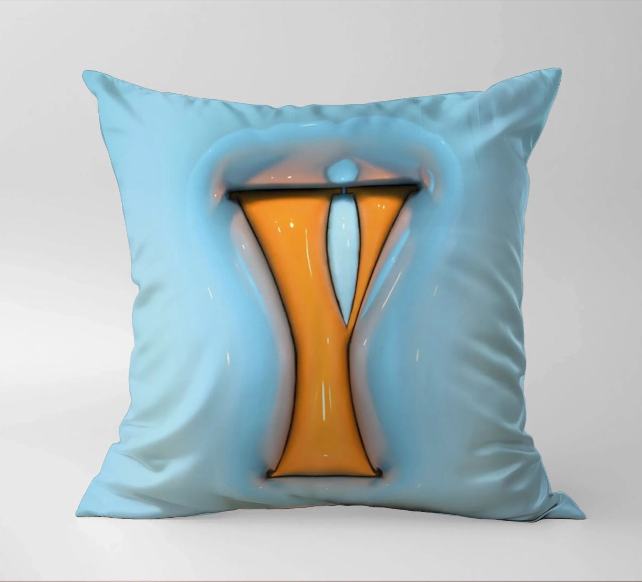 Bubblegum Inflate Initials Y Blue decorative cushion by Malou-Studio