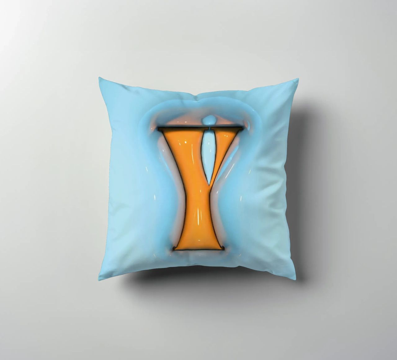 Bubblegum Inflate Initials Y Blue decorative cushion by Malou-Studio