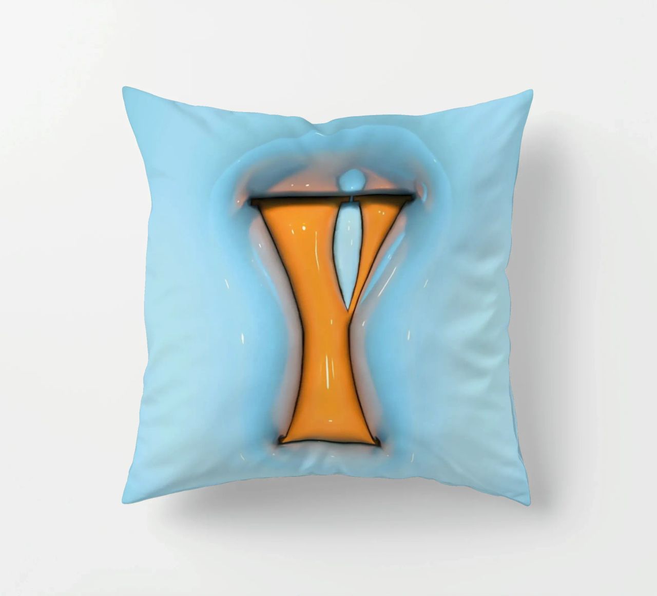 Bubblegum Inflate Initials Y Blue decorative cushion by Malou-Studio