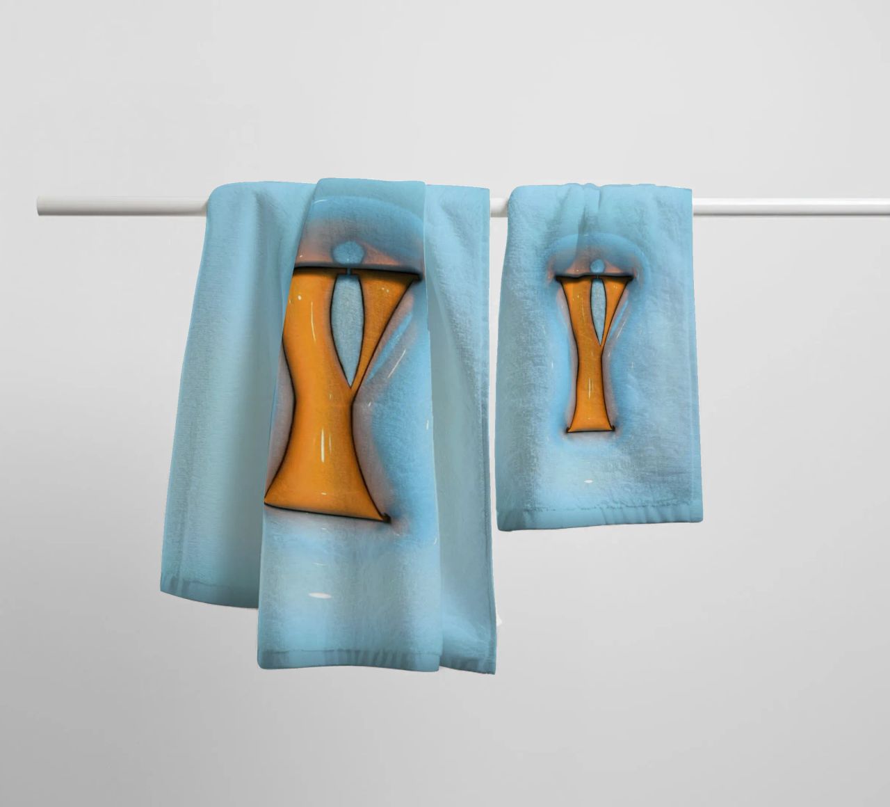 Bubblegum Inflate Initials Y Blue towel by Malou-Studio