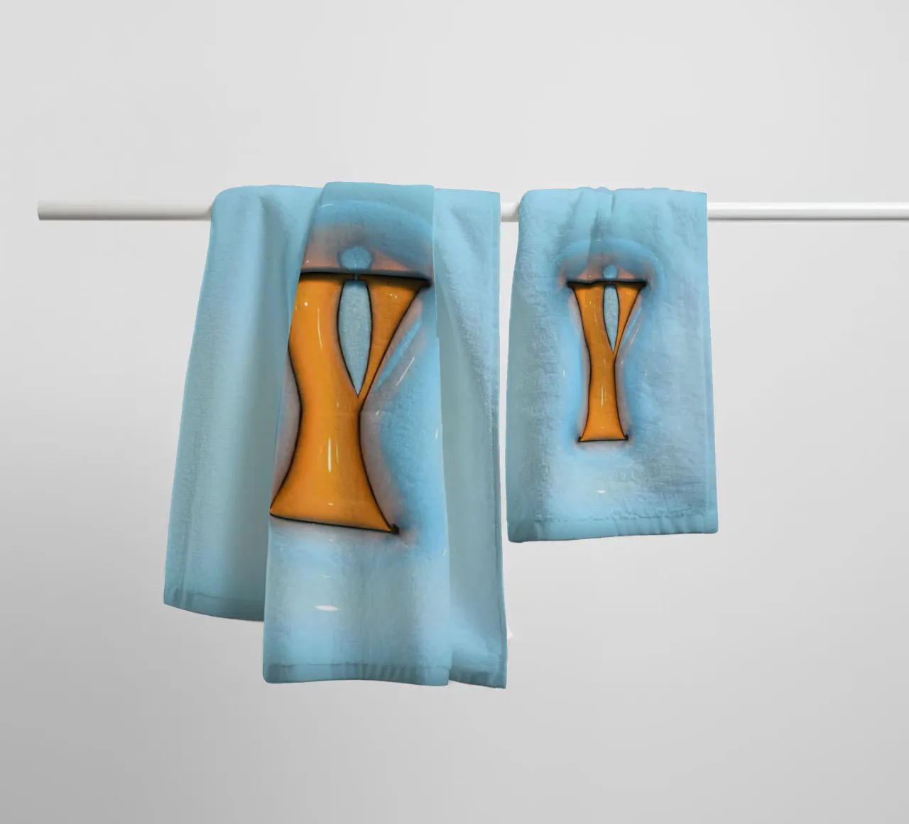 Bubblegum Inflate Initialen Y Blau Handtuch von Malou-Studio