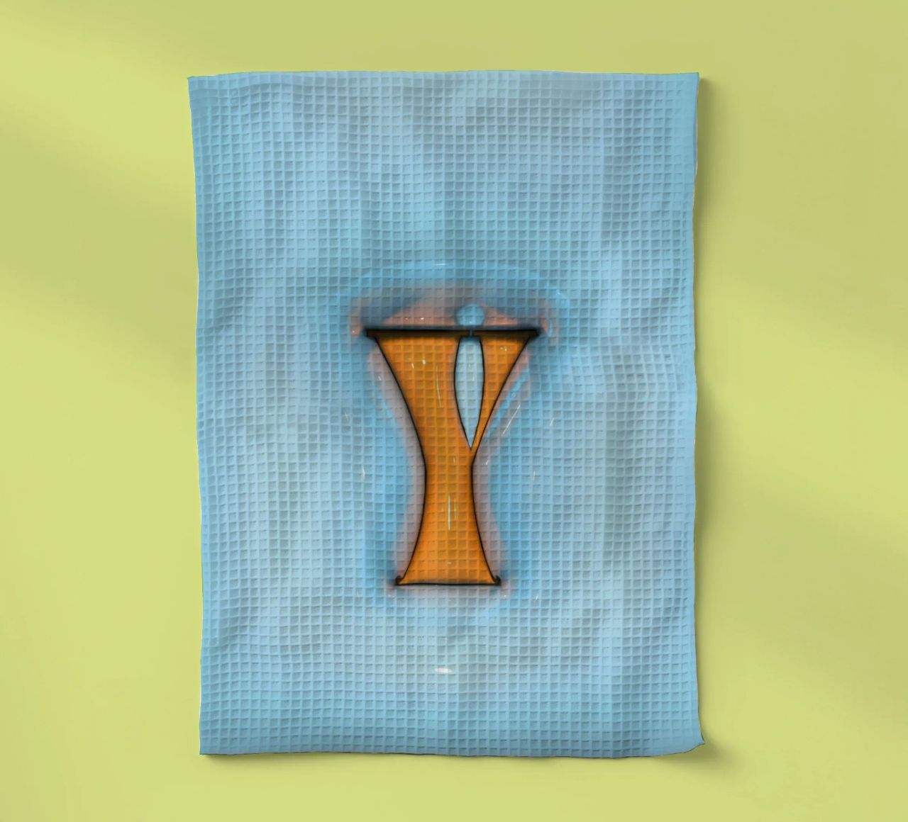Bubblegum Inflate Initials Y Blue tea towel by Malou-Studio