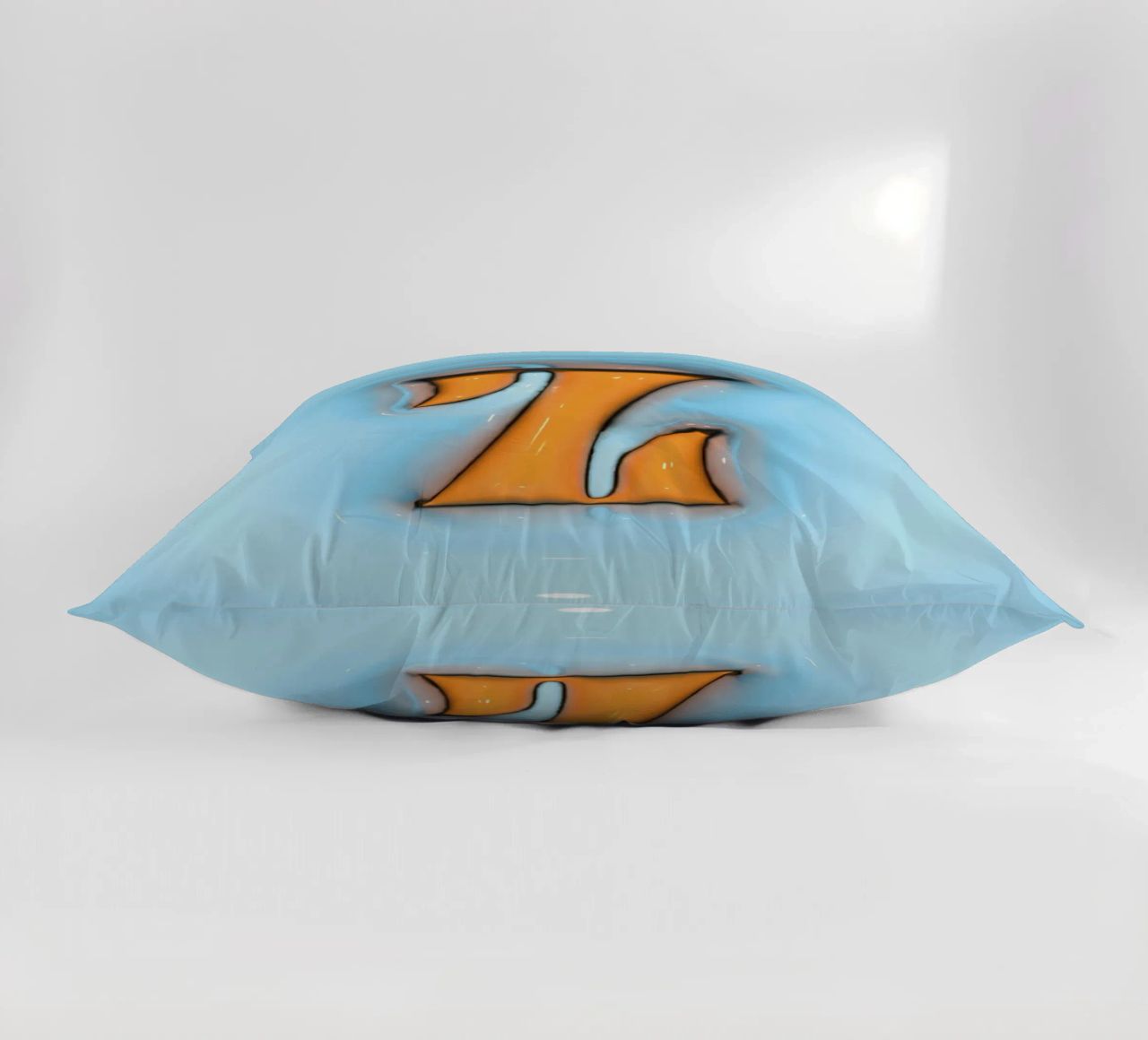 Bubblegum Inflate Initials Z Blue decorative cushion by Malou-Studio