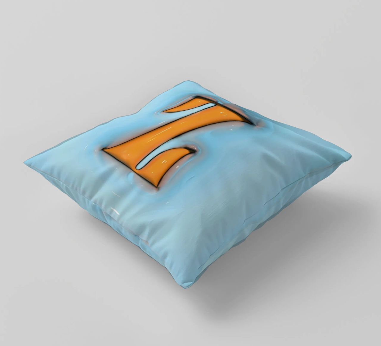 Bubblegum Inflate Initials Z Blue decorative cushion by Malou-Studio