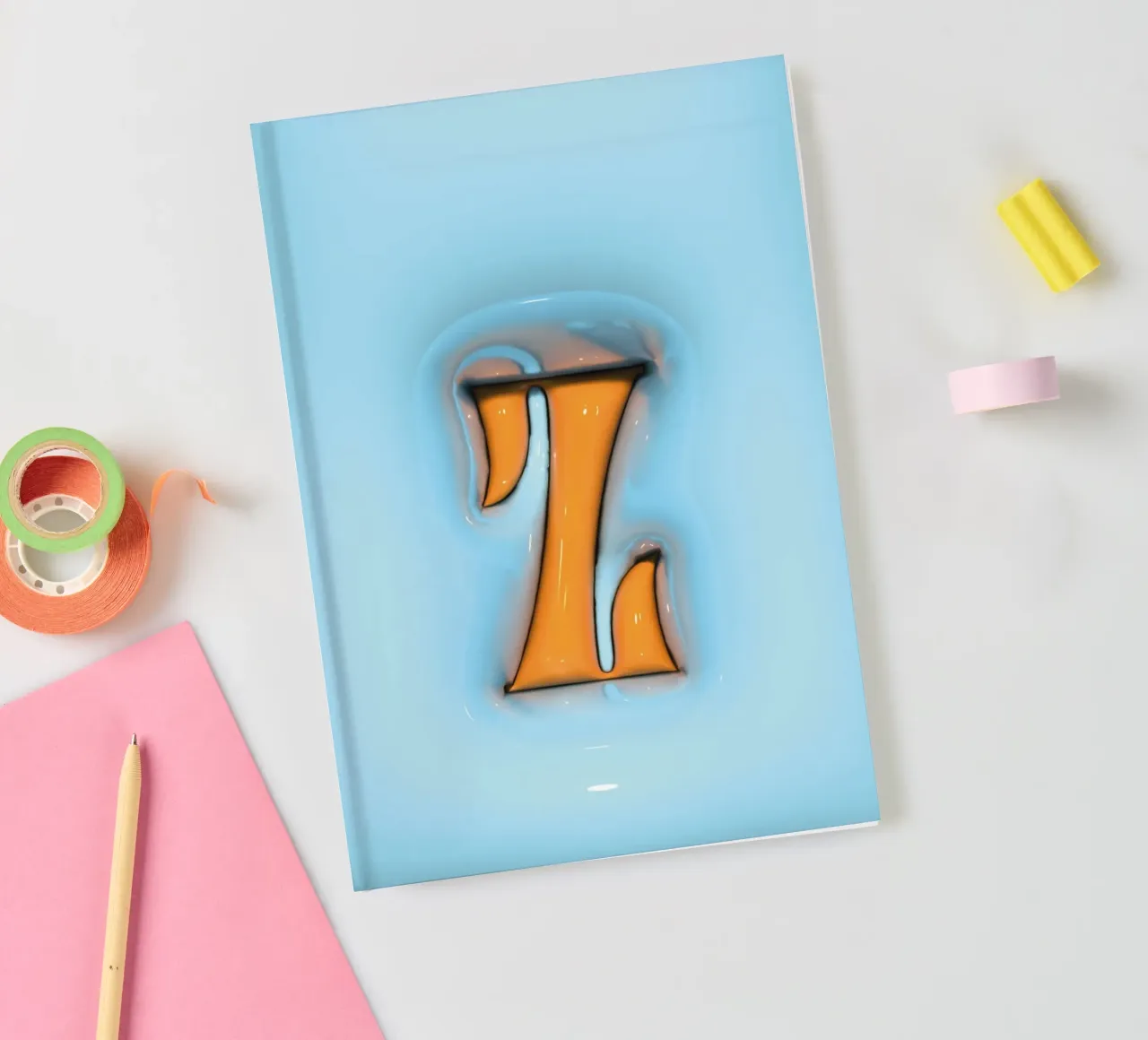 Bubblegum Aufblasen Initialen Z Blau Notizbuch von Malou-Studio