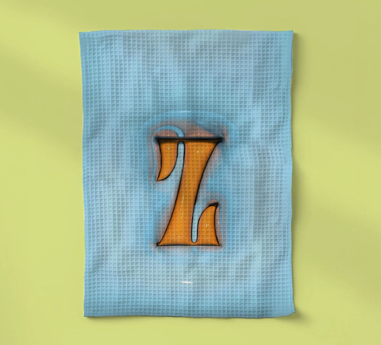 Bubblegum Inflate Initials Z Blue tea towel by Malou-Studio