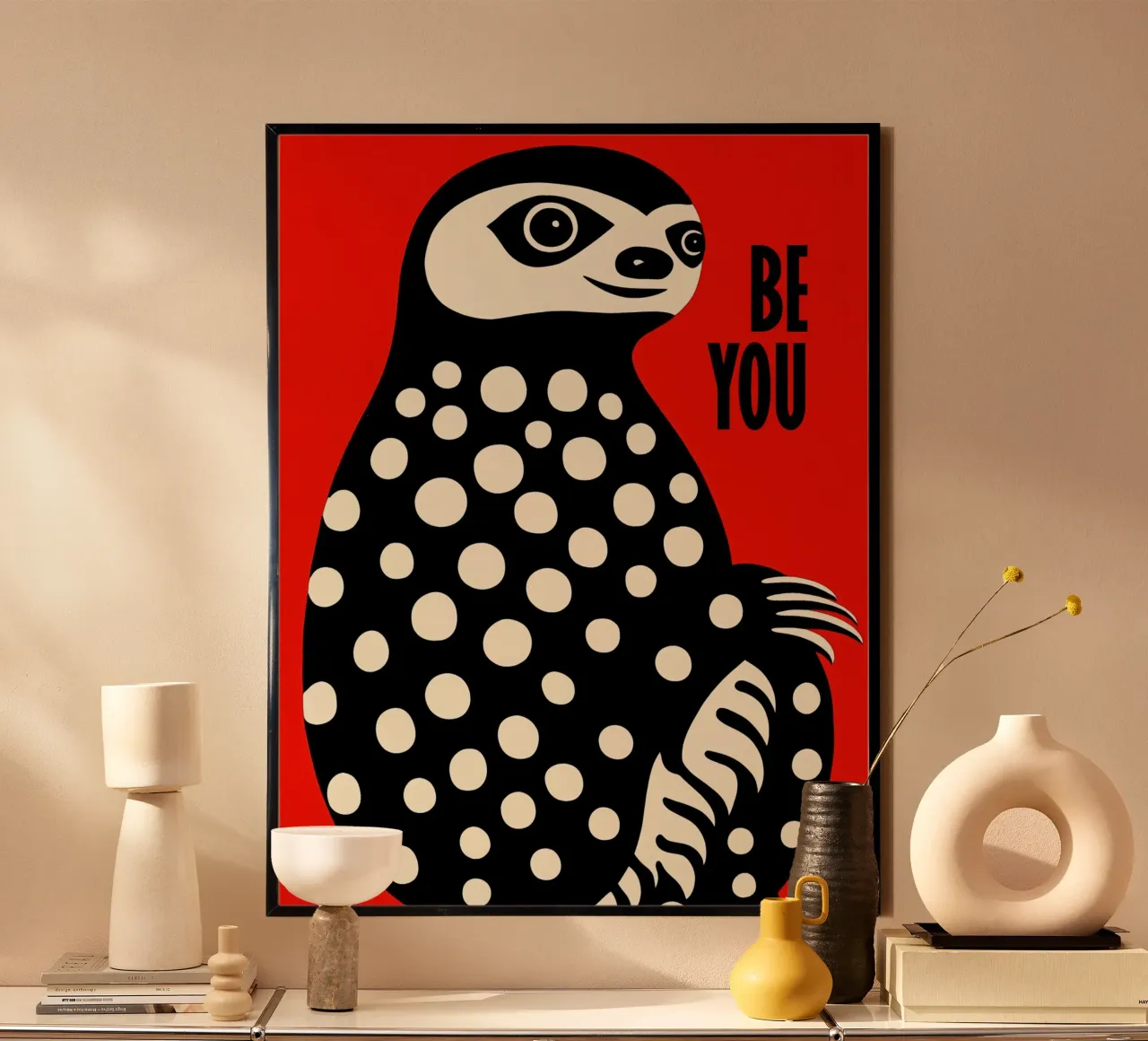 Sii te stesso | Ritratto pop art di un bradipo divertente poster da Autofocus