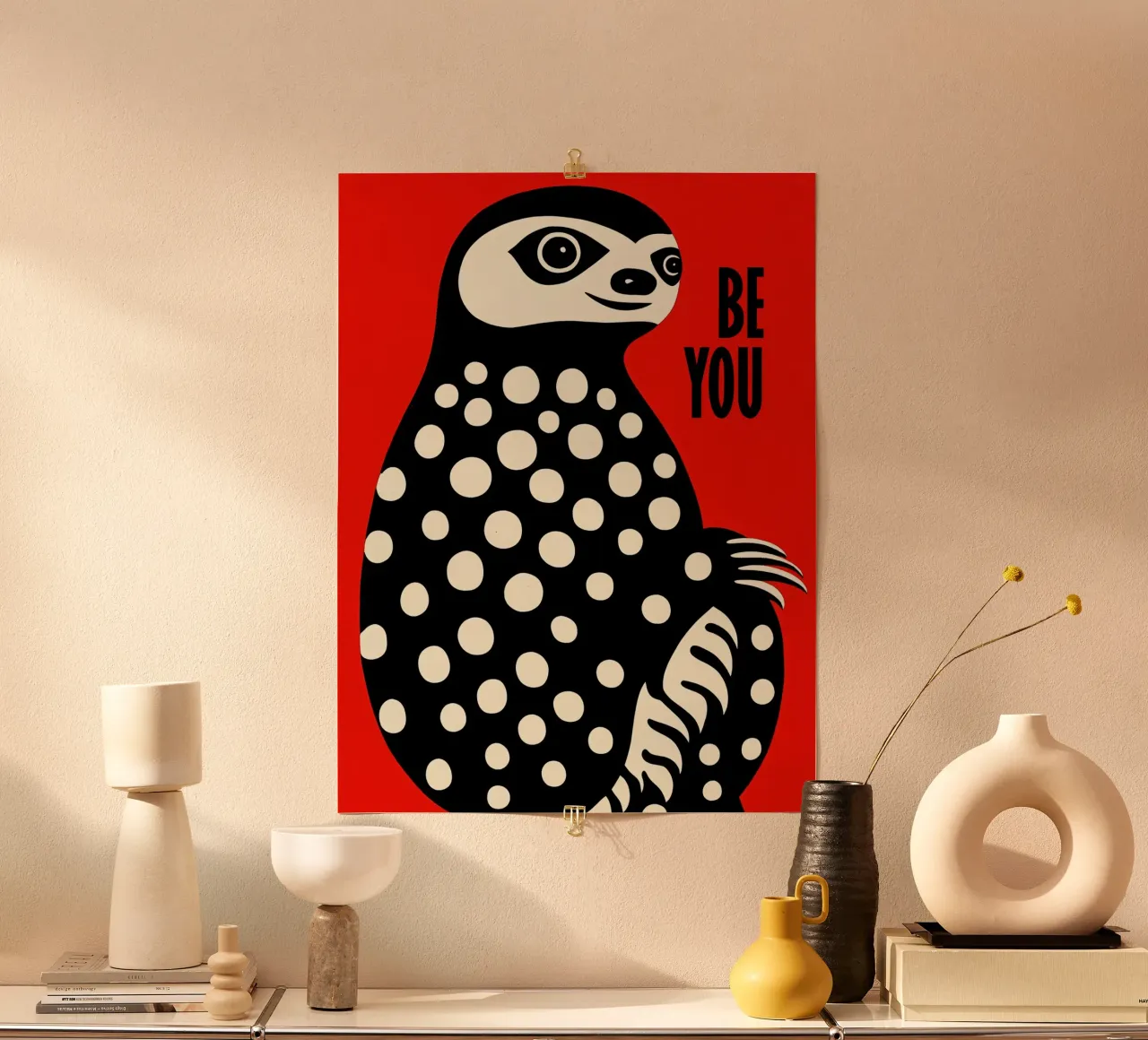 Sii te stesso | Ritratto pop art di un bradipo divertente poster da Autofocus