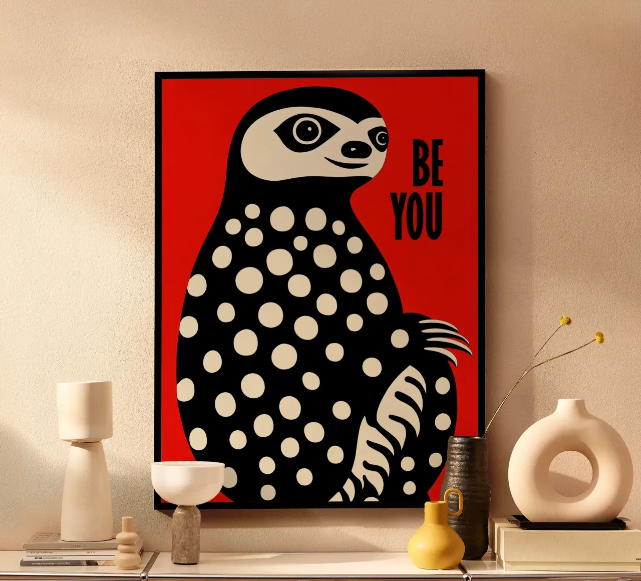 Sii te stesso | Ritratto pop art di un bradipo divertente poster da Autofocus