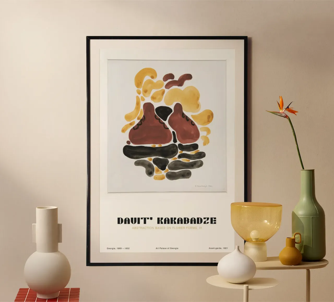 David Kakabadze - Abstraktion von floralen Formen VI poster con telaio in plastica da Old Masters