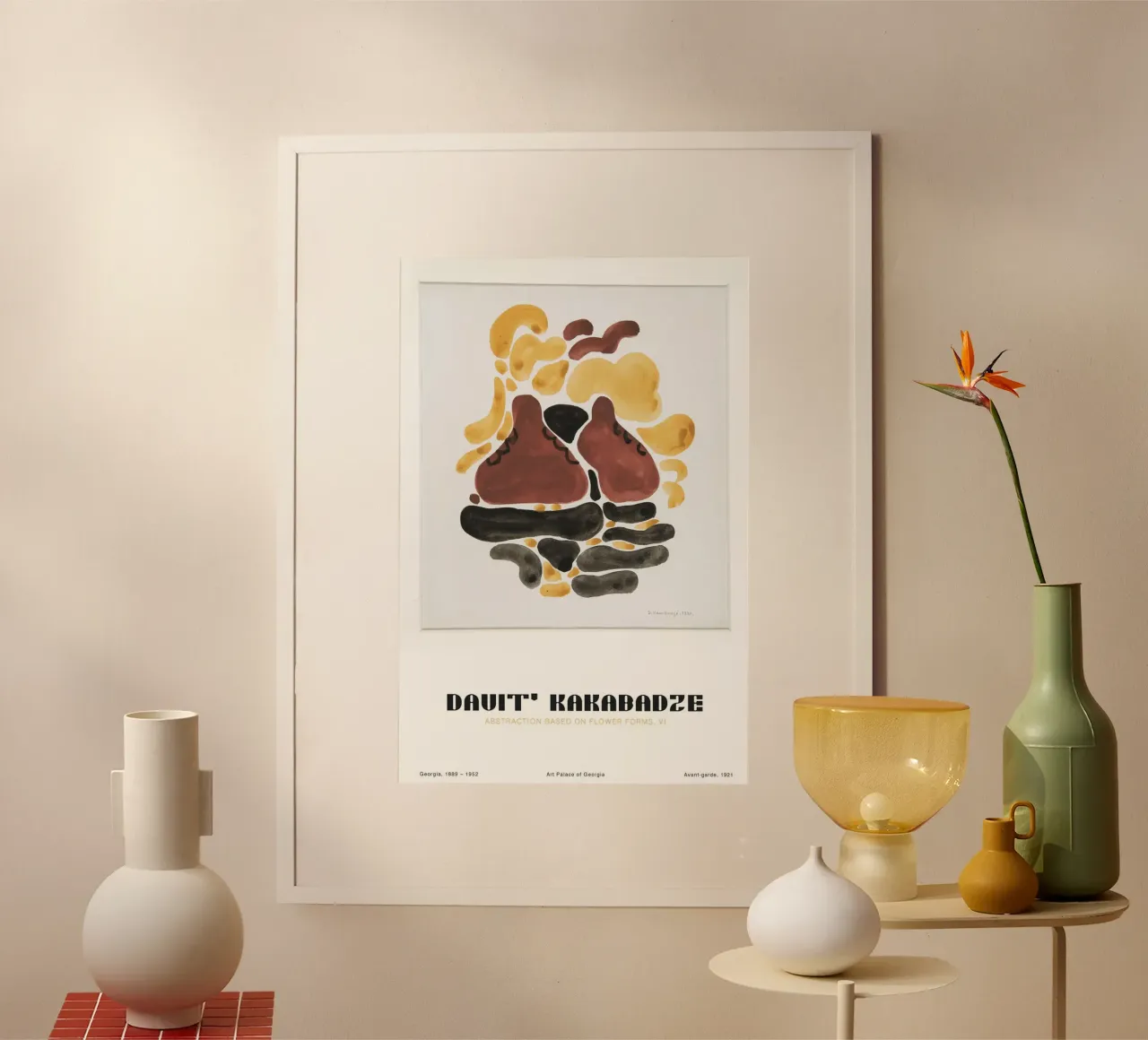 David Kakabadze - Abstraktion von floralen Formen VI poster con telaio in plastica da Old Masters