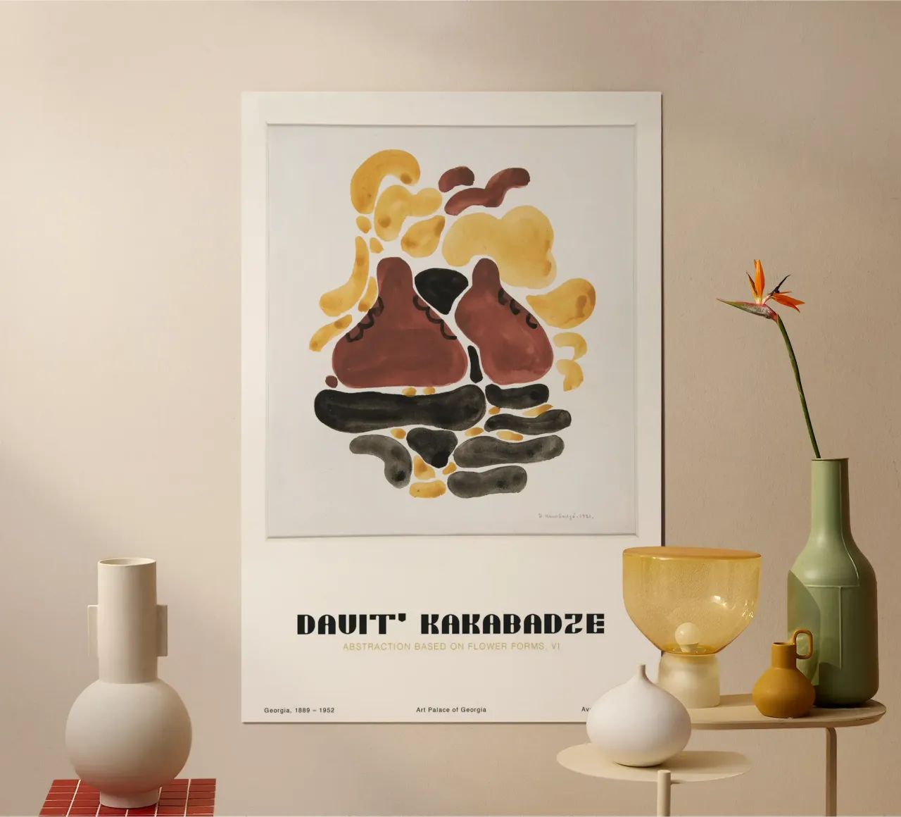 David Kakabadze - Abstraktion von floralen Formen VI poster con telaio in plastica da Old Masters