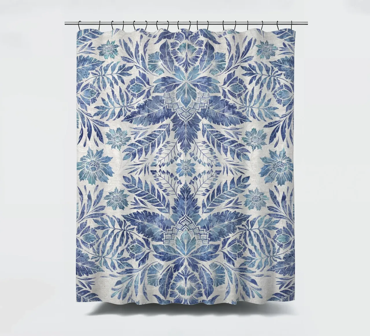 Morris vintage leaves foliage blue and white douchegordijn van Bloomery Decor