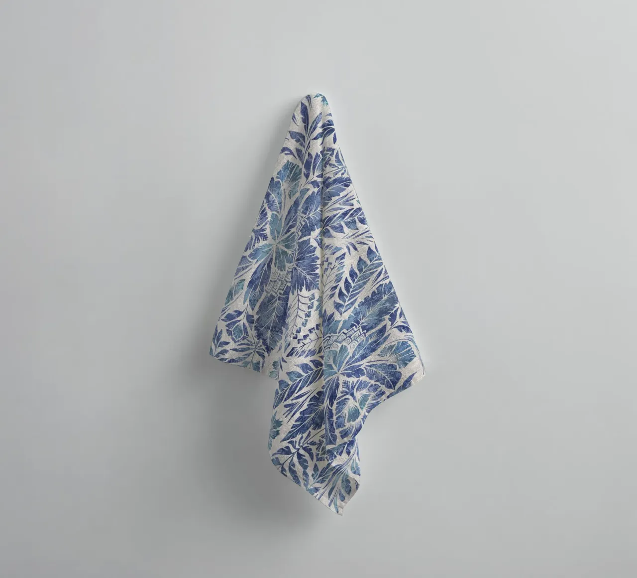 Morris vintage leaves foliage blue and white towel by Bloomery Decor