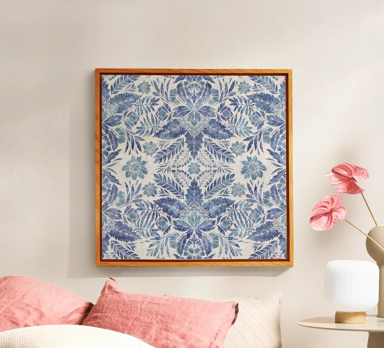 Morris vintage leaves foliage blue and white acryl van Bloomery Decor