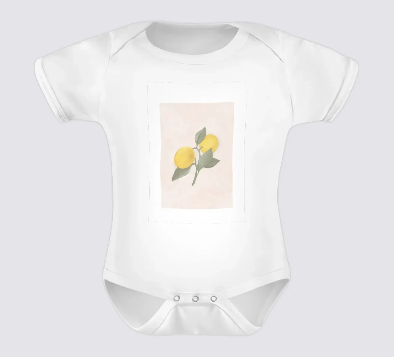 Handbemalte französische Zitrone vom Bauernmarkt Kurzarm Babybody von Bloomery Decor