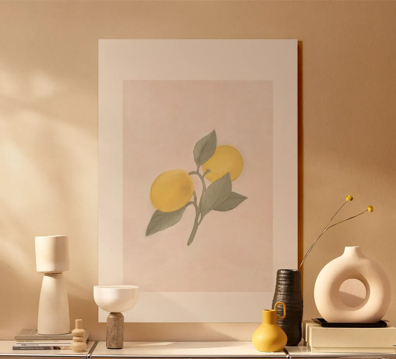 Handbemalte französische Zitrone vom Bauernmarkt Alu-Dibond von Bloomery Decor