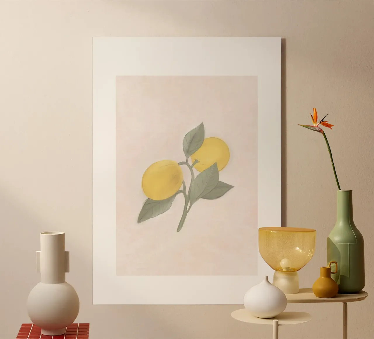 Handbemalte französische Zitrone vom Bauernmarkt Acryl-Glas von Bloomery Decor