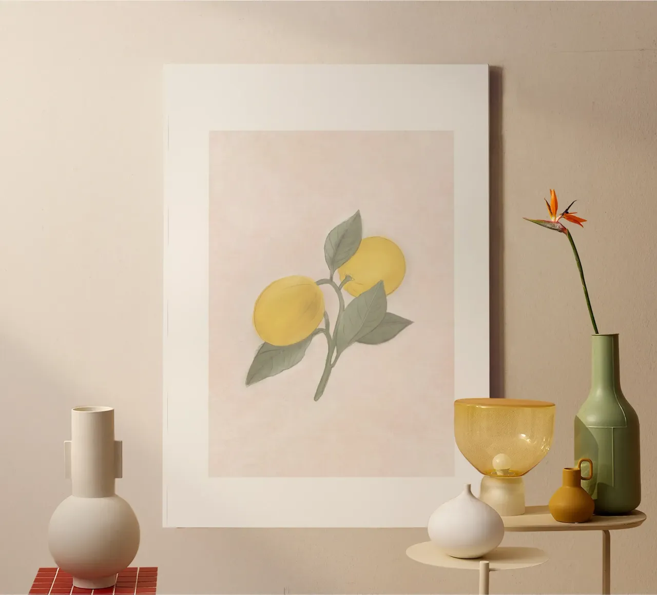 Handbemalte französische Zitrone vom Bauernmarkt Leinwand von Bloomery Decor