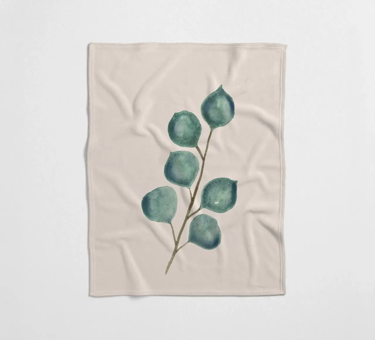 Handgemalter Eukaplytus-Zweig in Aquarelltechnik Fleecedecke von Bloomery Decor