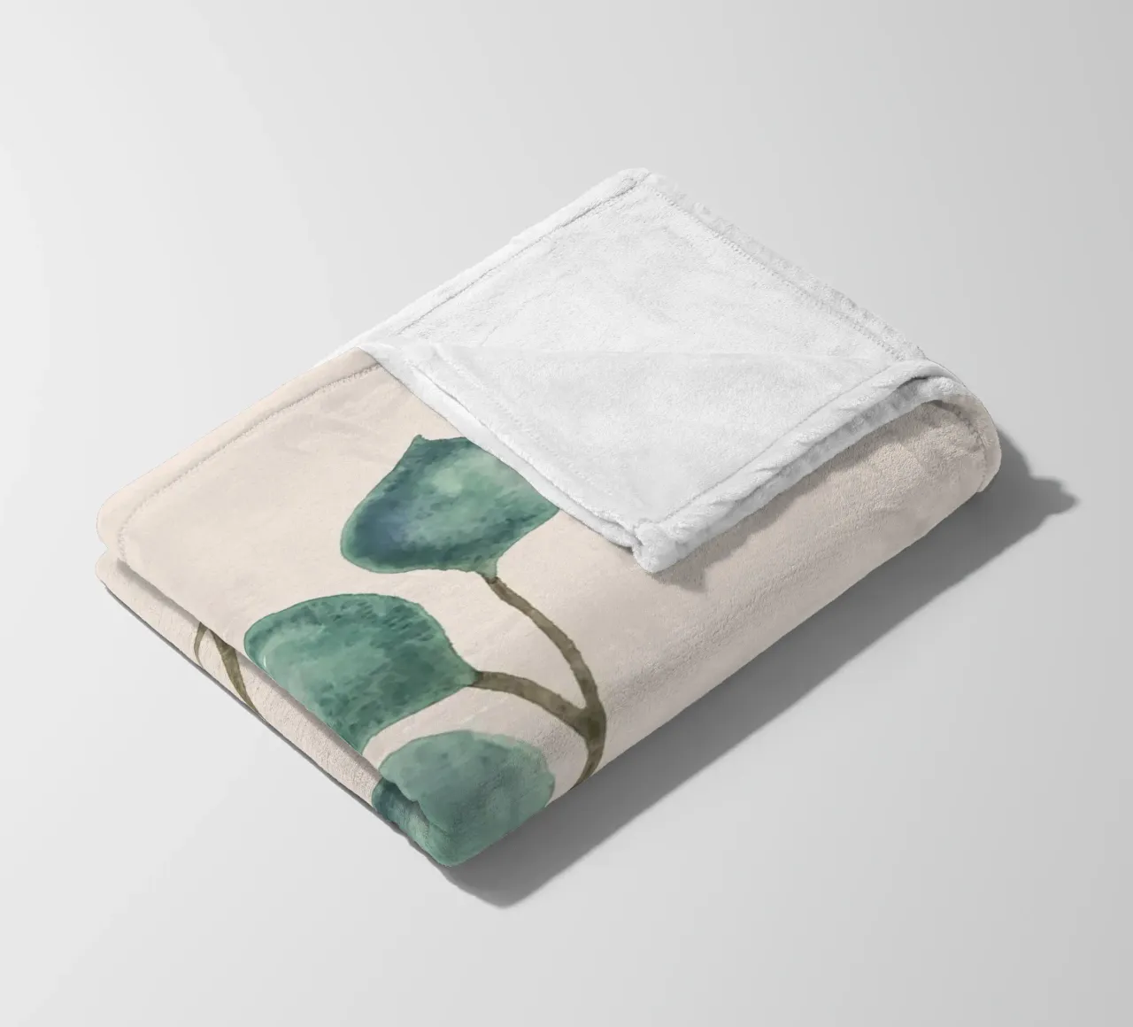 Handgemalter Eukaplytus-Zweig in Aquarelltechnik Fleecedecke von Bloomery Decor