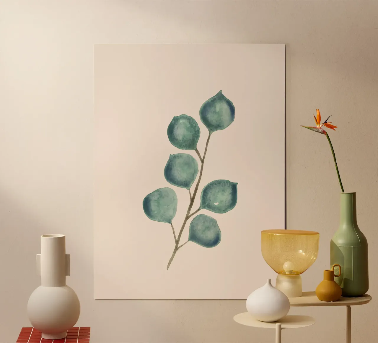 Handgemalter Eukaplytus-Zweig in Aquarelltechnik Hahnemühle von Bloomery Decor