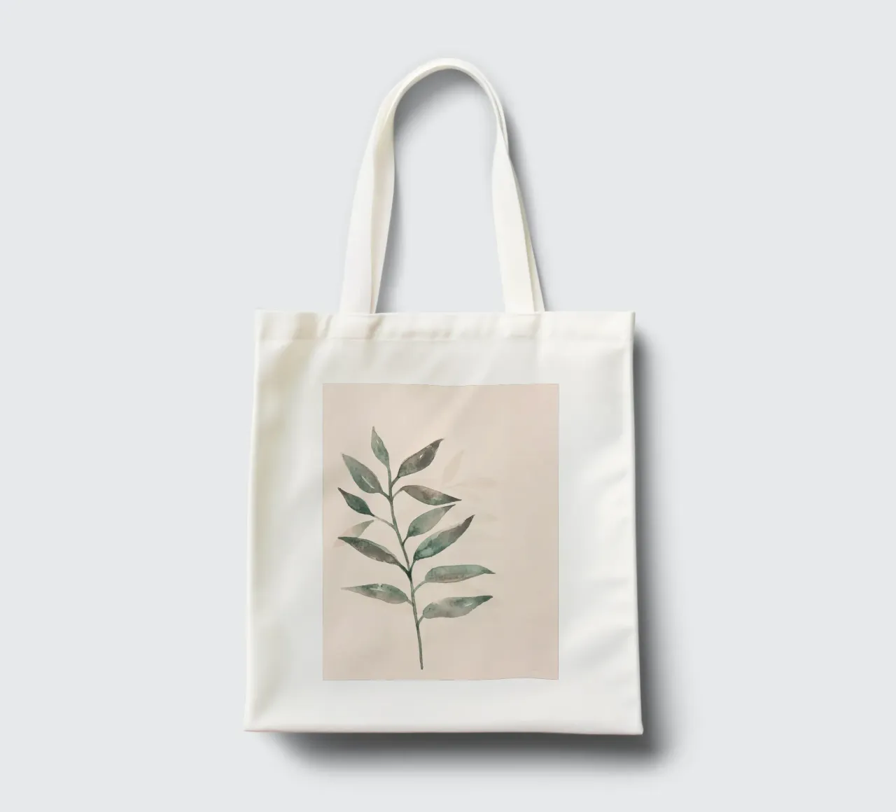 Foglie dipinte a mano ad acquerello nei colori salvia e rosa tenue borsa in juta da Bloomery Decor