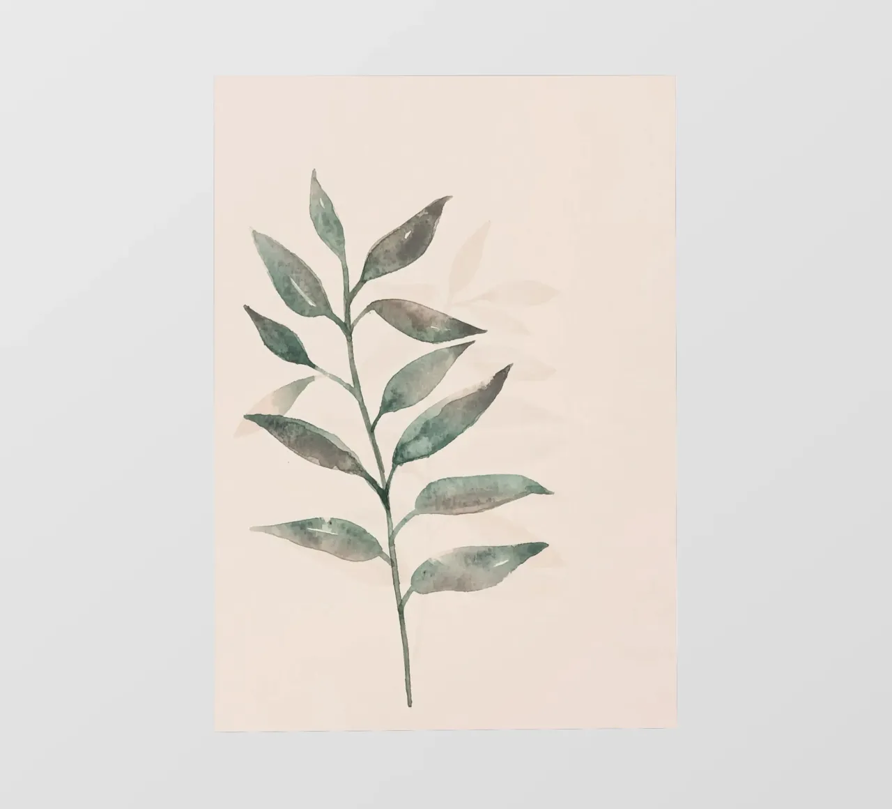 Foglie dipinte a mano ad acquerello nei colori salvia e rosa tenue telo in pvc da Bloomery Decor