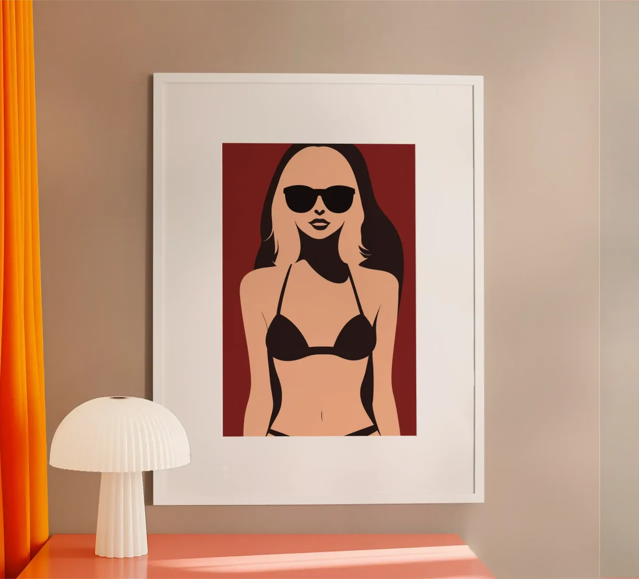 Malibu Beach Girl | Jeune femme en bikini poster avec cadre en bois de Autofocus