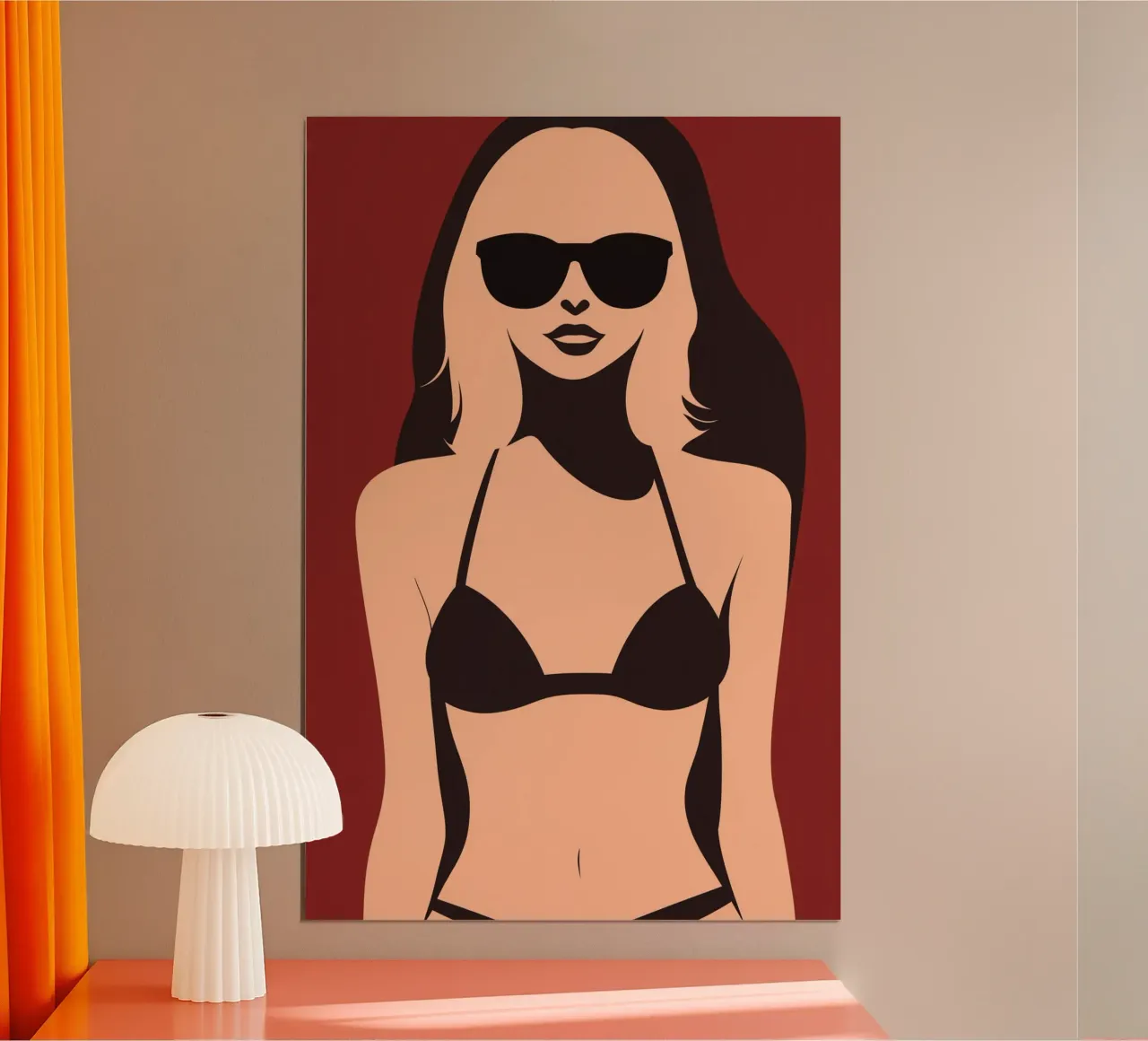 Malibu Beach Girl | Jeune femme en bikini poster avec cadre en bois de Autofocus